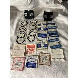 2 Vtg Sawyers View Master Lot Bakelite Viewers Reels Disney Bambi Fairy Tales
